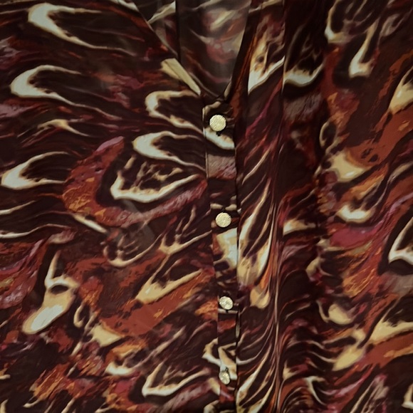 Bebe, S, blouse, maroon, sheer, tie - Picture 6 of 13